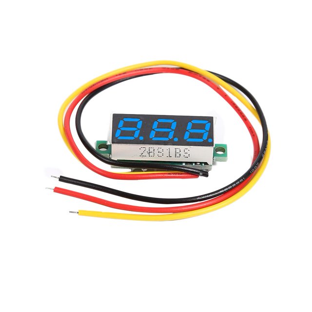 Medidor voltaje mini 0.28 pulgadas DC 0-100V 3 cables Profesionales Pantalla Voltímetro Ligero Portable Profesional