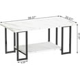 thumbnail image 5 of MIERES Coffee Table, Modern Faux Marble Top Coffee Table with Metal Frame and Storage Shelf, 2-Tier Rectangle Accent Cocktail Table for Living Room, Office (White & Black), 5 of 7