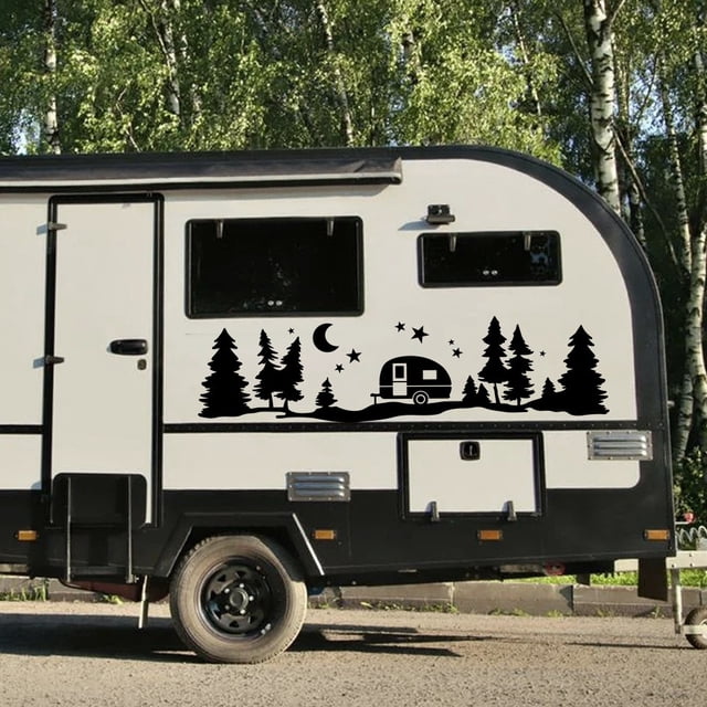 Pegatinas para viajes en coche, RV, pegatinas navideñas, pegatinas para coche, bricolaje, pegatinas gráficas con estrellas, lunas y árboles, pegatinas creativas para coche, producto