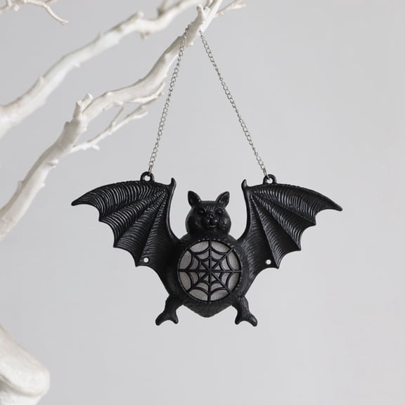 Halloween Glowing Bat Decoration, Light up Hanging Bat Ornament with Colorful Gradient Led, Realistic Plastic Bat Prop for Indoor Outdoor Party Halloween Ceiling Wall Tree Door Decor