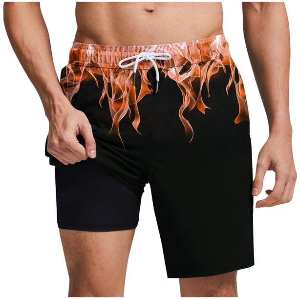 Pantalones Cortos para Hombre Cintura Elástica con Bolsillos, Forro de Impresión de Moda Casual para la Playa, Al Aire Libre Y el Uso Diario
