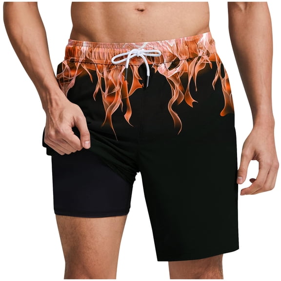 Timoontee Men's Daily Shorts Above Knee Comfort Waist Functional Pockets Lightweight Construction Designed For Workout Sessions Orange M