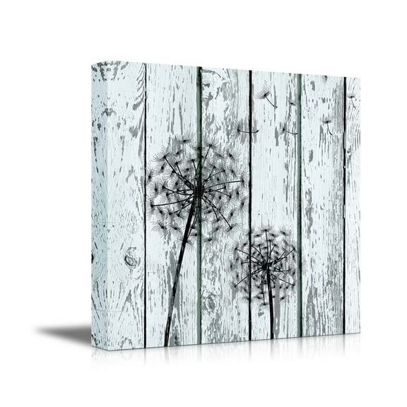 wall26 - Canvas Prints Wall Art - Dandelion on Vintage Wood Board Stretched Canvas Wrap Ready to Hang - 24" x 24"