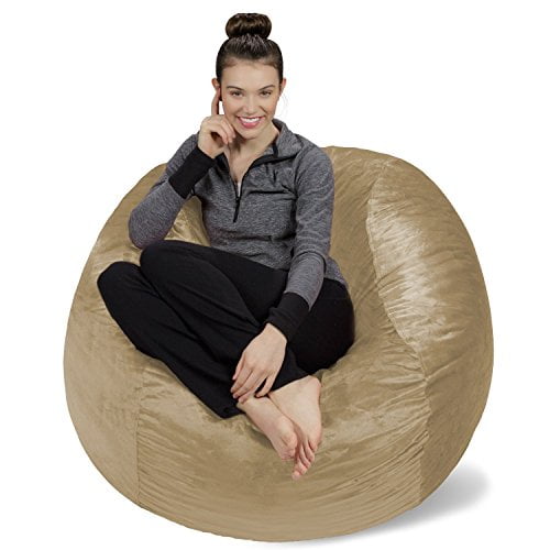 Sofa Sack - Plush, Ultra Soft Bean Bag Chair - Memory Foam Bean Bag Chair with Microsuede Cover - Stuffed Foam Filled Furniture and Accessories for Dorm Room - Camel 4'