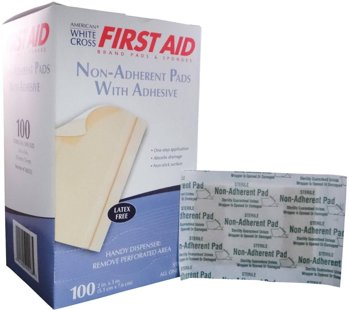 First Aid Sterile NonAdherent Pads with Adhesive 2" x 3" Nonstick