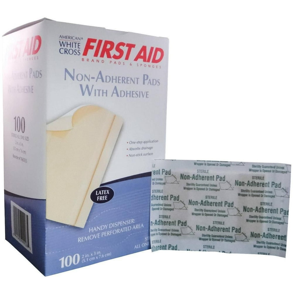 First Aid Sterile NonAdherent Pads with Adhesive 2" x 3" Nonstick