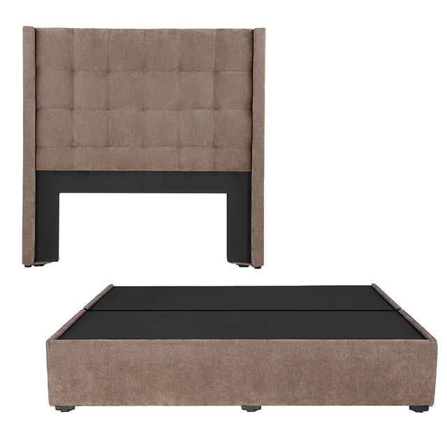Box Base Cama King Size + Cabecera Titan Dicasa Mocca