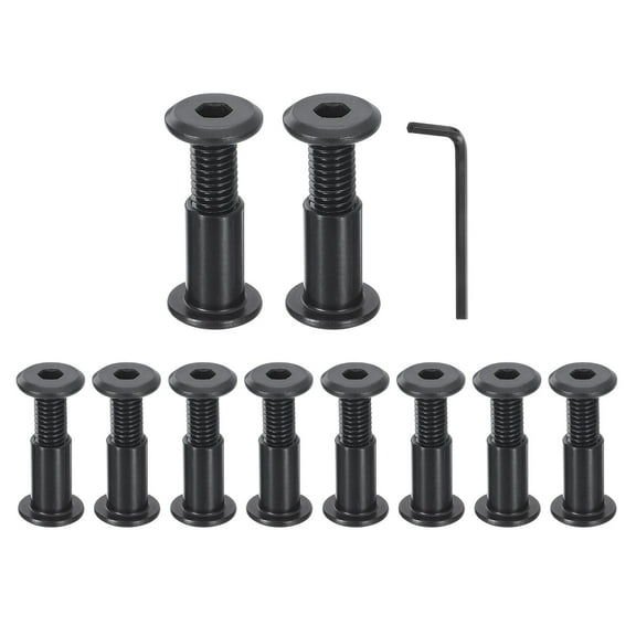 Uxcell 10Sets M8x35mm Hex Drive Socket Cap Bolt M8x18mm Nuts with Hex Wrench Black