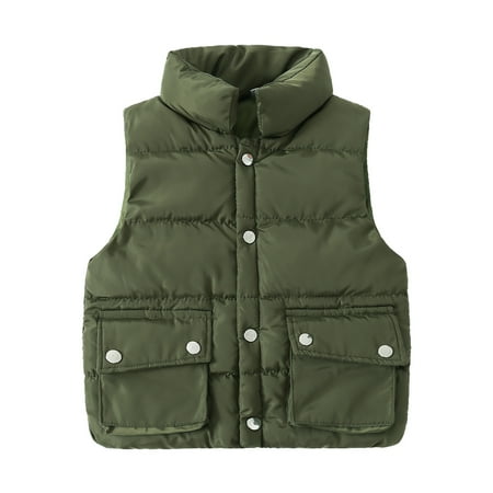 

Children Kids Toddler Baby Boys Girls Sleeveless Patchwork Winter Solid Coats Jacket Vest Outer Outwear Outfits Clothes