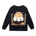 thumbnail image 3 of Krdevn Kids Vintage Hanging Ghost Pumpkin Bat Graphic Crewneck Sweatshirt Long Sleeve Casual Pullover Top for Halloween Holiday Outfit Black,4-5 Years, 3 of 4