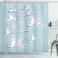 thumbnail image 1 of Blue Sky Shower Curtain, Continuous Sketch Style Clouds Cloudy Sky Fluffy Drawing Illustration, Fabric Bathroom Set with Hooks, 69W X 70L Inches, Pale Cadet Blue White, by Ambesonne, 1 of 3