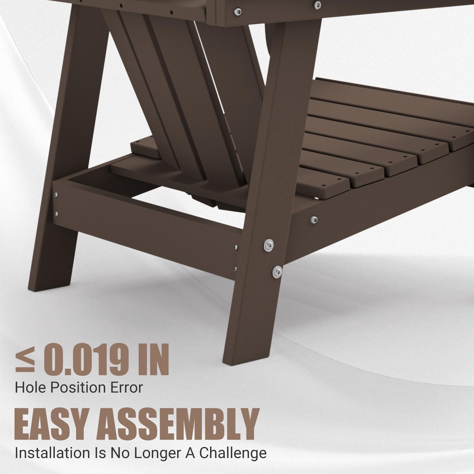 Tappio HDPE Adirondack Chair Set of 2, Patio Seat All Weather Outdoor Patio Chair with Cup Holder for Lawn Yard Fire Pit, Brown