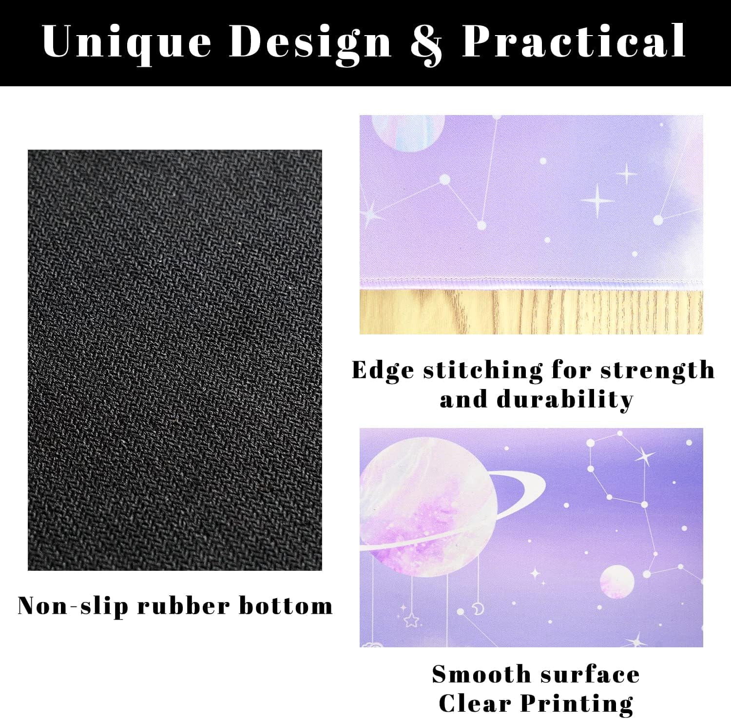 Aesthetic Pastel Gaming Mouse Pad for Desk XL Extended, Star Constellation Space Marble Planet Pink Purple Desk Pad Large Keyboard Desk Mat, Kawaii Cute Desk Accessories Decor Stuff, 31.5 X 11.8 Inch