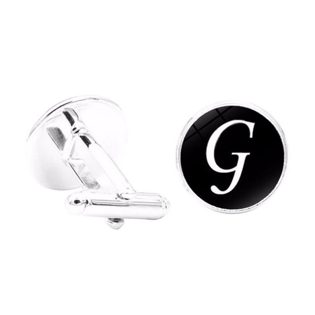 1 Paire de Boutons de Manchette Lettre pour Hommes Initiale Formelle de Mariage Alphabet Manches Boutons de Manchette Alphabet Acier Inoxydable, Lettre g