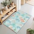 thumbnail image 2 of Entryway Rug 2'x3', Teal Red Coastal Kitchen Runner Rugs Non-Slip Carpet Mats, Nautical Seahorse Beach Coral Starfish Bedside Rugs Runners Washable Floor Carpet for Bathroom Laundry Room, 2 of 8