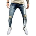thumbnail image 3 of Men’ s Ripped Jeans, Striped High Waist Pencil Pants Close-Fitting Pants for Boys, S/M/L/XL/XXL/XXXL, 3 of 5