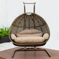thumbnail image 2 of LeisureMod Modern Beige Wicker Double 2-Person Hanging Egg Swing Chair in Brown, 2 of 9