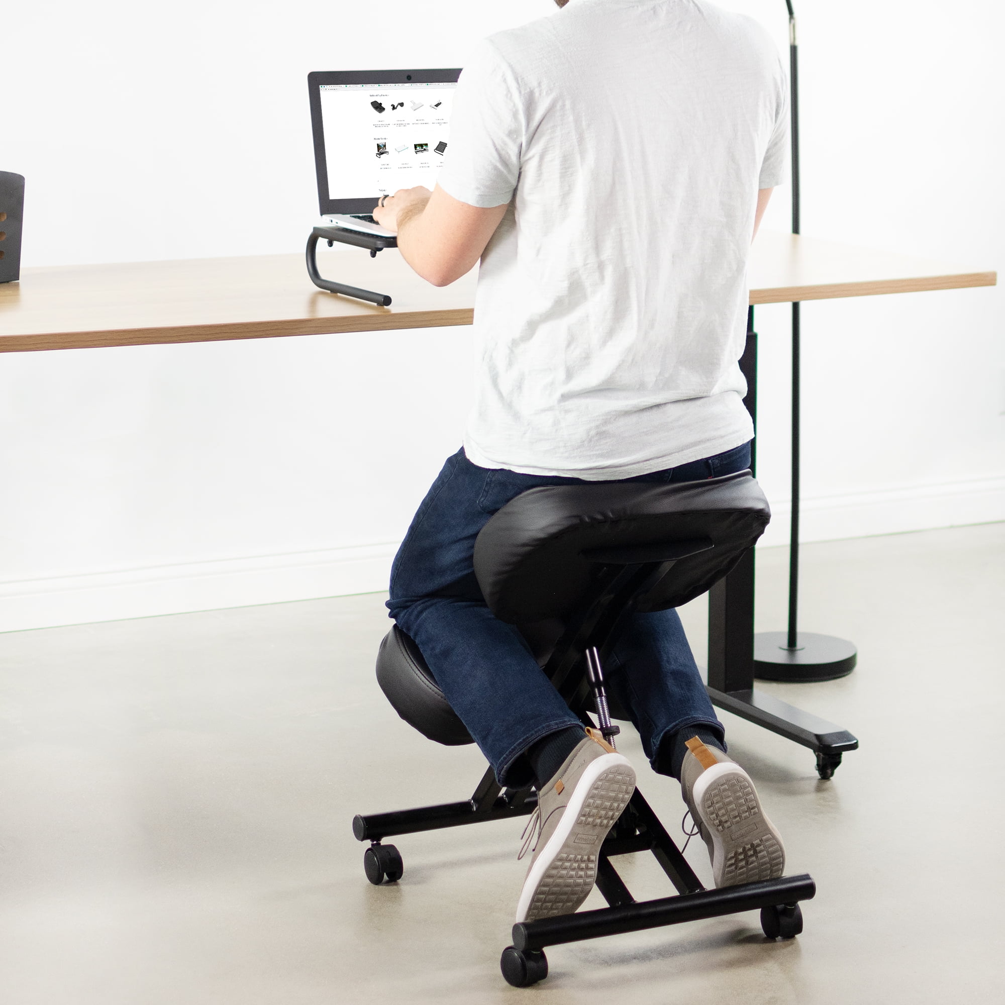DRAGONN (By VIVO) Ergonomic Kneeling Chair for Home and Office, Black