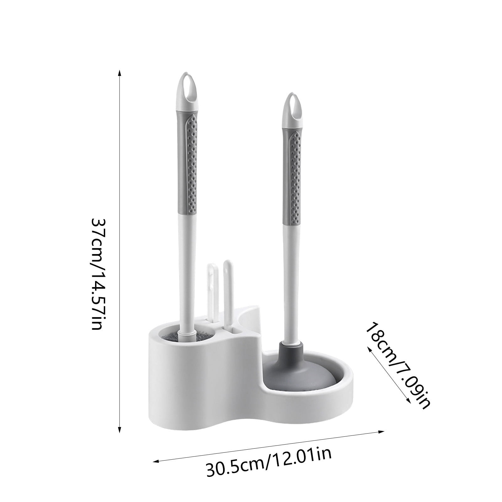 4-in-1 Toilet Cleaning Kit with Brush, Plunger, Crevice Tool and Hair Catcher, Wall Mountable Bathroom Cleaning Set, Complete Toilet Cleaning Tools (5-Piece Set)