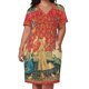 thumbnail image 2 of Vestido de vendaje con bolsillo suelto para mujer traje de festival flores de fantasía rojo verde animales gusto de dama y io, 2 of 6