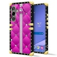 thumbnail image 2 of FKBRCL4U Compatible with Samsung Galaxy S24 Plus Case, Glitter Pink Sofa Leather Zip Crystal Luxury Golden Decoration for Girl Women Soft TPU Shockproof Protective Hard PC Back, 2 of 7
