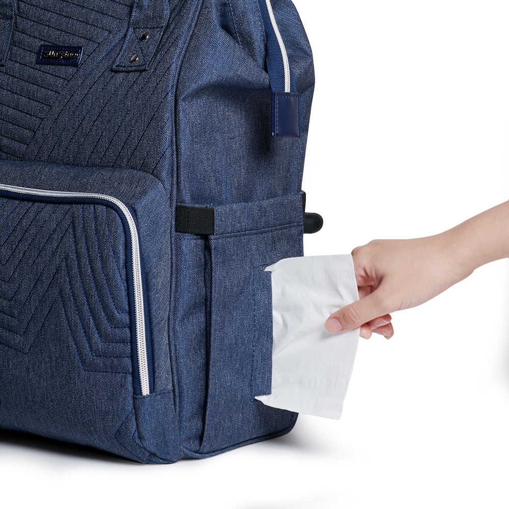 Sunveno Quilted Diaper Backpack Large Capacity Diaper Bag, Navy