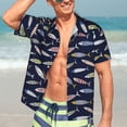 thumbnail image 4 of Uemuo Sardine Printed Regular Fit Short Sleeve Casual Hawaiian Shirt for Men,Aloha shirt,Tropical shirt,Floral print shirt,Vacation Beach shirt-Medium, 4 of 9