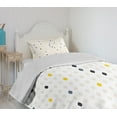 thumbnail image 4 of Ambesonne Modern Quilted Bedspread Set 2 Pcs, Polka Dots Geometric, Twin Size, Yellow White Grey, 4 of 6