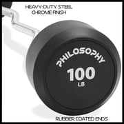 Philosophy Gym Rubber Fixed Barbell, 100 LB Pre-Loaded Weight EZ Curl Bar for Strength Training & Weightlifting