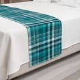 thumbnail image 2 of Plaid Bed Runner, Monochromatic Classic Crossing Line Squares, Decorative Accent Bedding Scarf for Hotels Homes and Guestrooms, Queen, Sea Blue Teal, by Ambesonne, 2 of 2