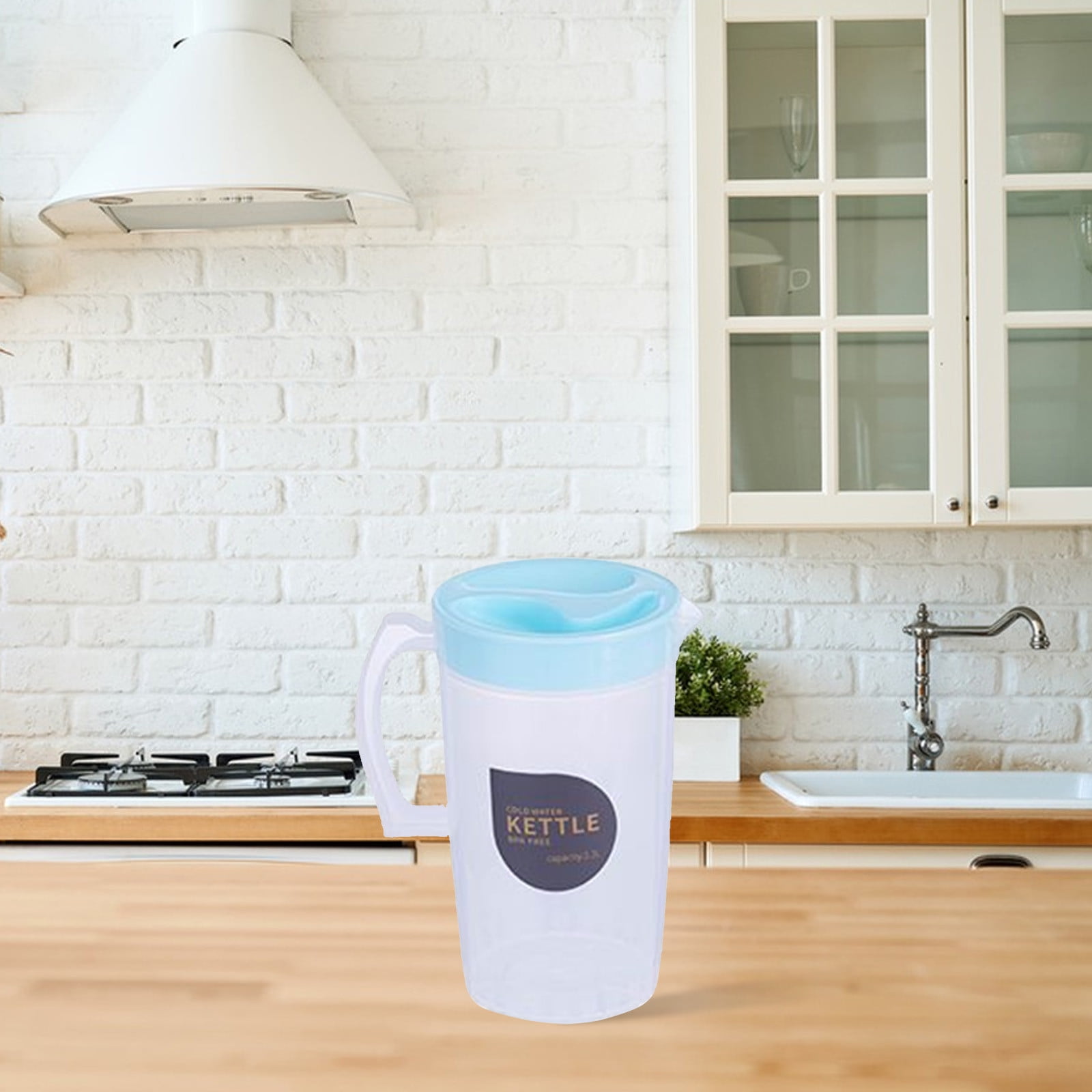 openpig 2.2L Large Plastic Straining Pitcher with Lid, Fridge Door Water Jug, Clear Water Carafe Jug Ice Tea Juice Beverage Pitcher with Strainer Cover Handle for Ice Tea, Lemonade, Party