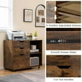 thumbnail image 6 of Harmijoy Mobile File Cabinet, 3-Drawer Lateral Filing Cabinet Fits Files Letter, A4, Legal Size, Rolling Printer Stand with Open Adjustable Storage Shelf, 6 of 8