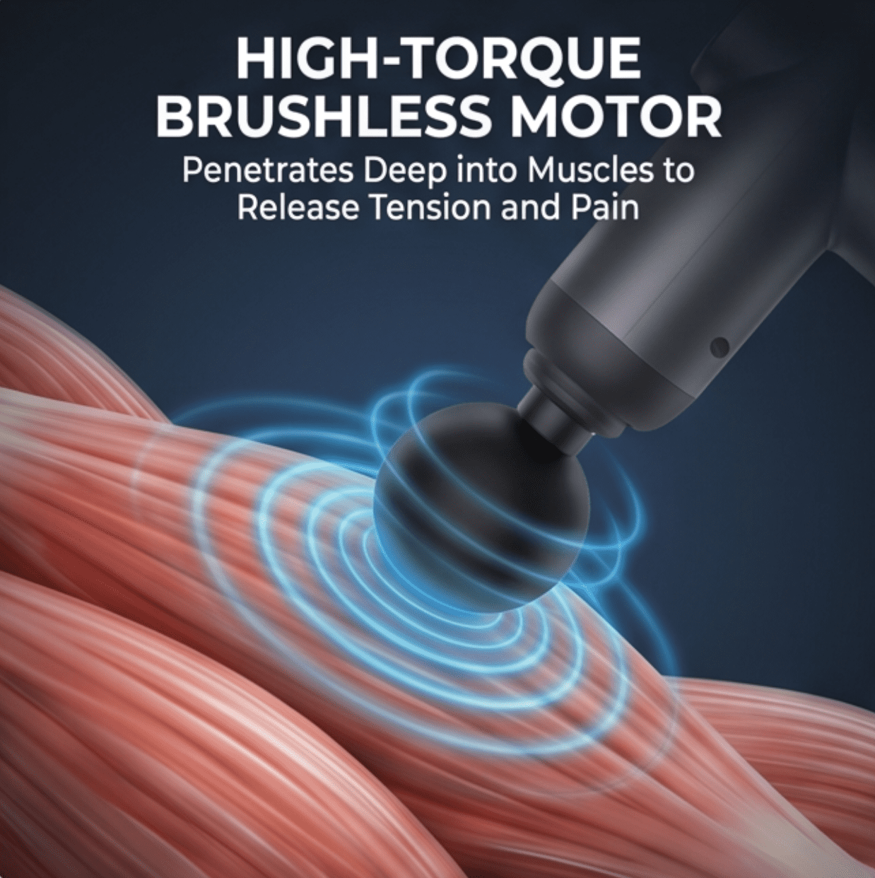Deep Tissue Massage Gun, Percussion Muscle Massager for Athletes, Handheld Fascia Gun with 6 Speeds & 4 Heads for Back Neck Pain Relief.