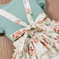 thumbnail image 5 of Seyurigaoka Baby Girl's O-neck Flying Sleeve Tops + Suspender Shorts + Headband Set, 5 of 8