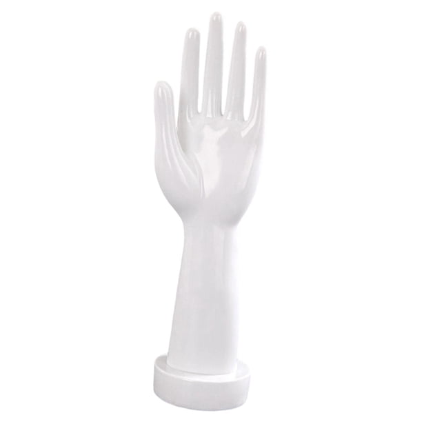 Expositor de mano de maniquí, soporte para relojes, pulseras, regalos, organizador de joyas Blanco Izquierda
