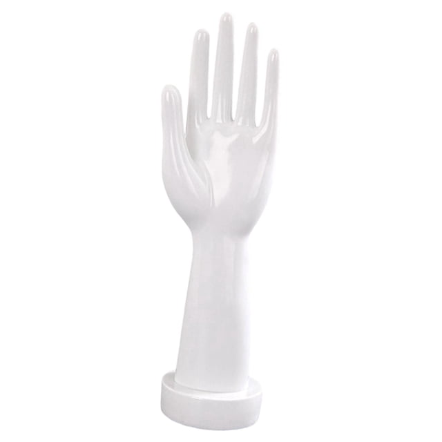 Expositor de mano de maniquí, soporte para relojes, pulseras, regalos, organizador de joyas Blanco Izquierda