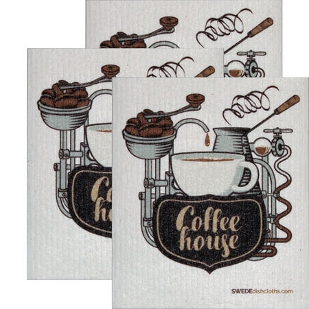 

Swedish Dishcloths CoffeeHouse Set of 3 Eco Friendly Sponge Cloth