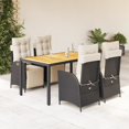thumbnail image 1 of vidaXL 5 Piece Garden Dining Set with Cushions Black Poly Rattan, 1 of 5
