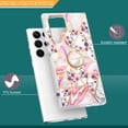 thumbnail image 2 of Case Compabible with Samsung Galaxy S22 Ultra 6.8" 2022, Hard PC Back & TPU Bumper 360° Ratating Metal Ring [Kickstand] Shockproof & Anti-scratch Luxury Fashion Pattern Case, Flower, 2 of 7