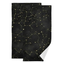 2-Piece Polyester cotton Towel Set Absorbent Black and Gold Constellation Hand Towel Bath Towel Soft and Comfortable Machine Wash 28.3x14.4