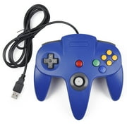 LUXMO Classic Retro N64 Bit USB Wired Controller for Windows PC MAC Linux Raspberry Pi 3 (Blue)