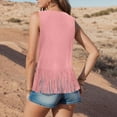 thumbnail image 4 of GEWSEY Women Western Tassels Vest Tops 70s Hippie Suede Fringe Vests Jacket Cardigan Open Front Rodeo Cowgirl Shirt (Pink, S), 4 of 7