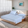 thumbnail image 6 of RUVANTI 100% Organic Cotton Sheets -Split King Sheet - 5 Piece Percale Weave Bedding, Crisp, Cooling & Breathable, Soft & Durable, 16" Deep Pocket, Hotel Quality Sábanas - Nautical Stripes, 6 of 10