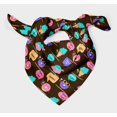 thumbnail image 3 of Bimba Brown Donut & Text Printed Pure Silk Scarf Neck Wrap Summer Hair Bandanas For Women 40 x 40 Inches, 3 of 6