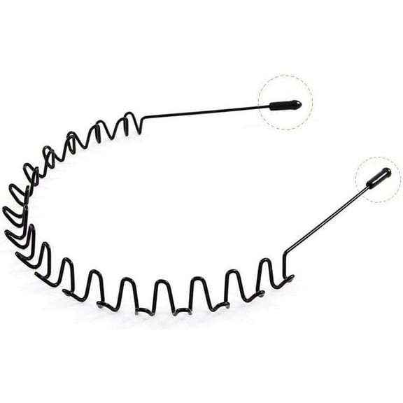 5Pcs Hair Hoop,Unisex Black Metal Spiral Wave Headband,Flexible Headband Accessories for Women Men