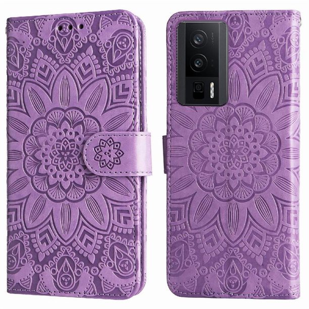 Funda tipo cartera GANGXUN para Xiaomi Poco F5 Pro , diseño girasol, cuero PU, soporte, cierre magnético, tarjetero