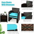 thumbnail image 5 of Gymax 5PCS Rattan Patio Furniture Set Chair & Ottoman Set w/ Turquoise Cushions, 5 of 5