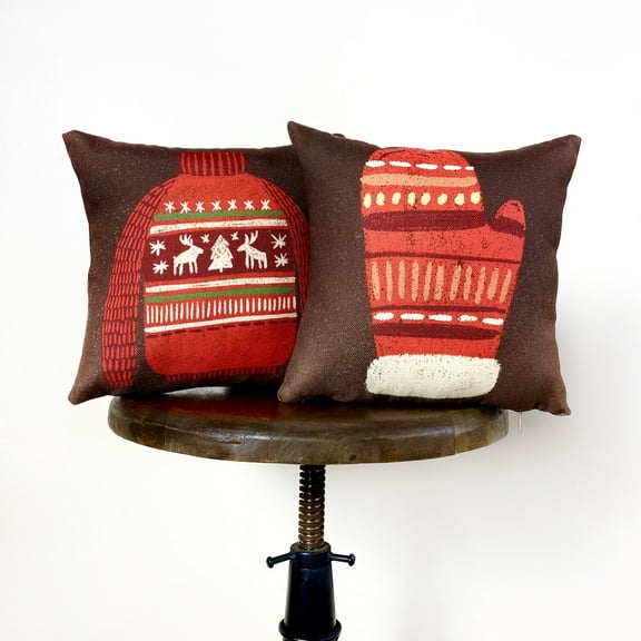 Nordic Sweater and Mitten Throw Pillow Cover | 10x10 | Christmas tree | Christmas Gifts | Room Decor | Mom Gift | Aaesthetic Room Decor