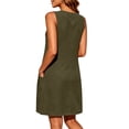 thumbnail image 5 of Levmjia Women's Sleeveless Dress Casual Solid Color Round Neck A Line Dress with Pockets Button Detail Loose Fit Shift Dress for Women Daily Summer Vacation, 5 of 5