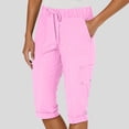 thumbnail image 2 of NinXxx Women's High Waisted Slim Wide Leg Cropped Slacks Thin Medium Pink M, 2 of 6